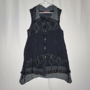 My Pretty Angel Tunic Dress‎ L Sleeveless Snap Lace Pocket Collar Fairy Overlay